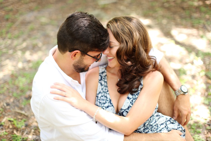 summertime romantic woodsy engagement session