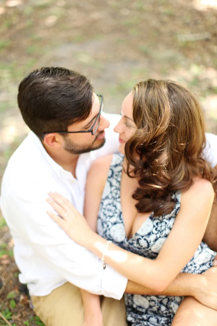 summertime romantic woodsy engagement session