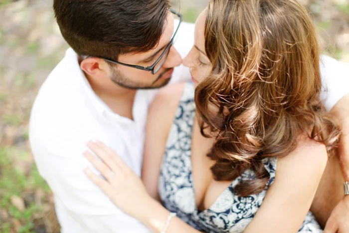 summertime romantic woodsy engagement session