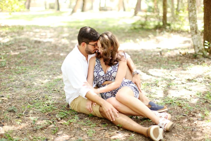 summertime romantic woodsy engagement session