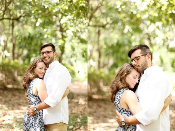summertime romantic woodsy engagement session