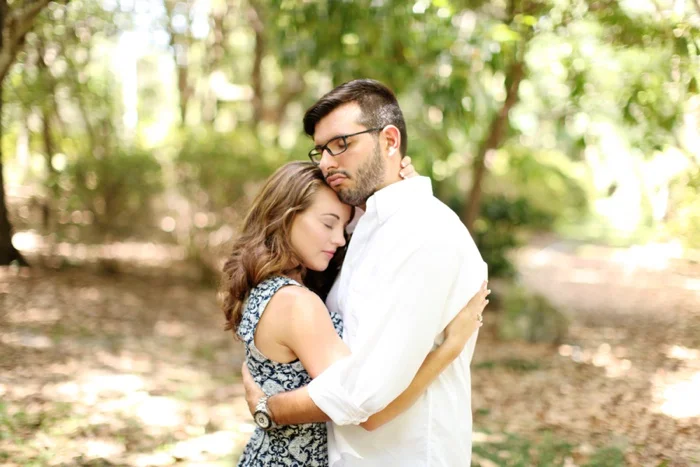 summertime romantic woodsy engagement session