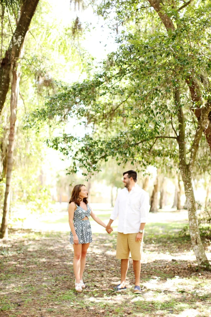 summertime romantic woodsy engagement session