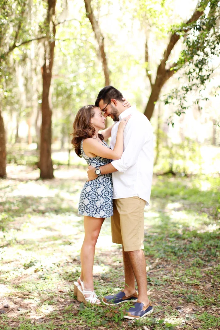 summertime romantic woodsy engagement session
