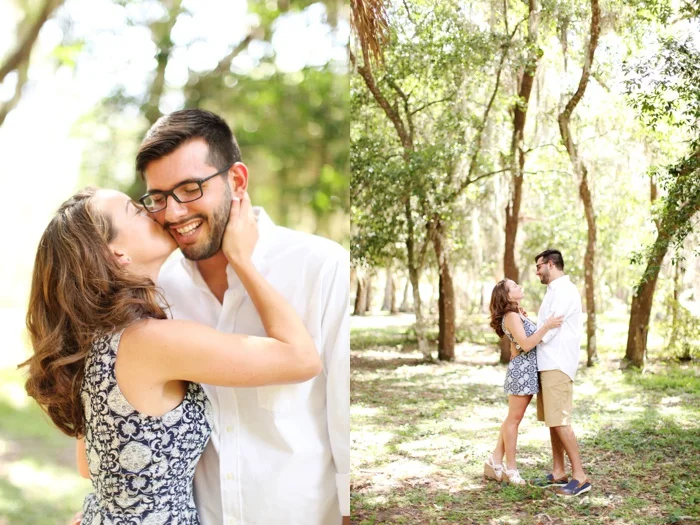 summertime romantic woodsy engagement session
