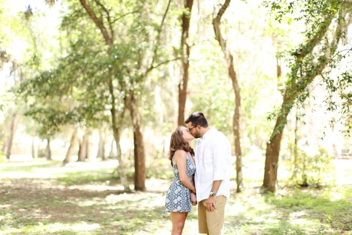 summertime romantic woodsy engagement session