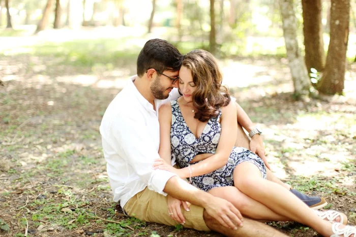 summertime romantic woodsy engagement session