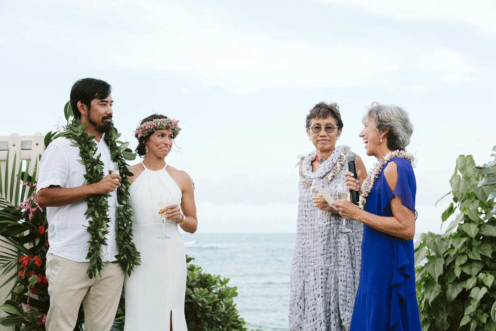 Mokuleia-North-Shore-Hawaii-Beach-House-Wedding-ceremony-champagne-toast