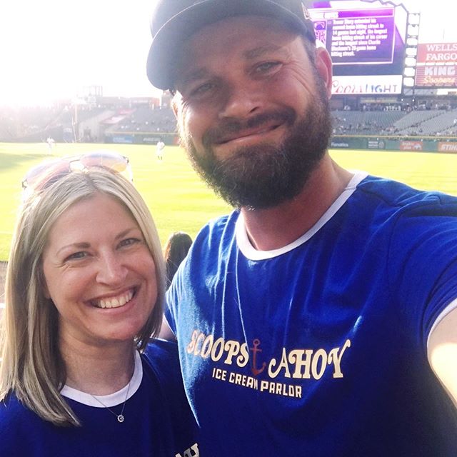 Stranger Things night at the ballpark. 😈⚾️ #scoopsahoy #strangerthings #steveandrobin #coorsfield #rockiesbaseball #coloradorockies #watchoutforthedemogorgon