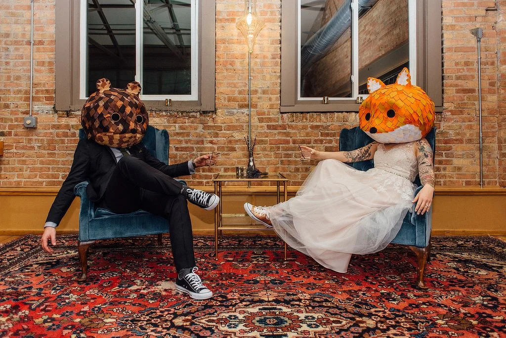 From left to right: the bear and the fox. Bill and my sister-in-law Siobhan.