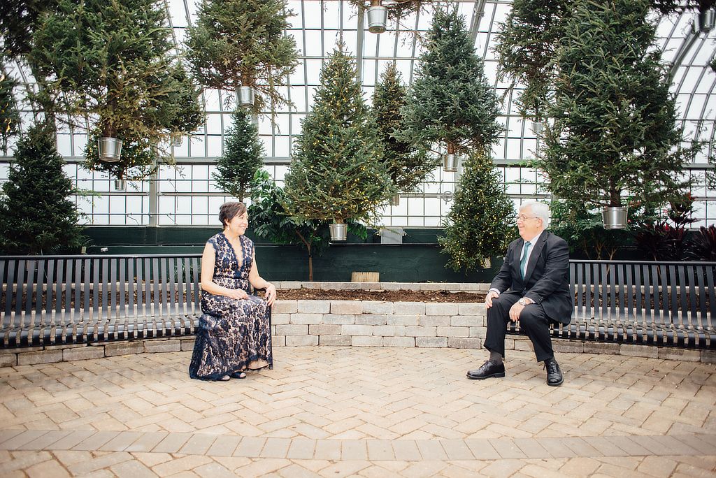 Liz and Pat, the mother and father of the bride inside the Garfield Park Conservatory.
