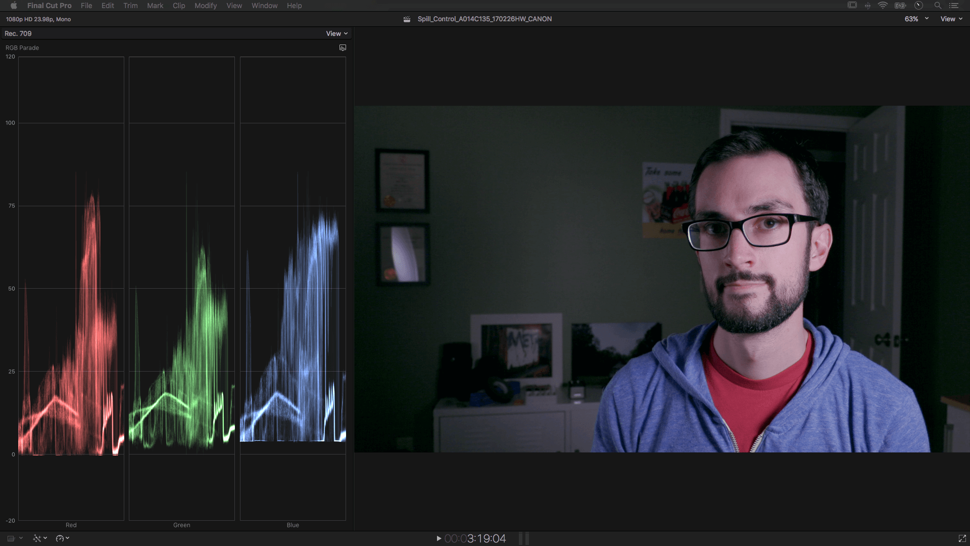 500 ISO, uncorrected clip.