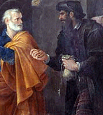 Avanzino Nucci’s 1620 impression of Peter being offered money by Simon Magus