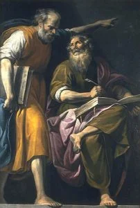 17th century artist Pasquale Ottino’s portrayal of Peter dictating the gospel being penned by Mark
