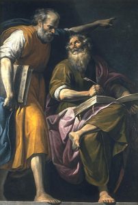 17th century artist Pasquale Ottino’s portrayal of Peter dictating the gospel being penned by Mark