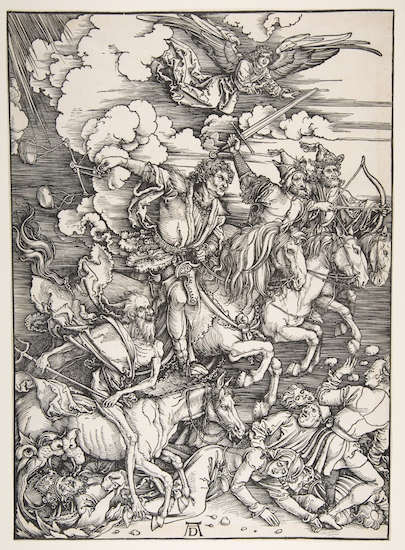 Albrecht Dürer’s woodcut titled The Four Horsemen of the Apocalypse (1498)