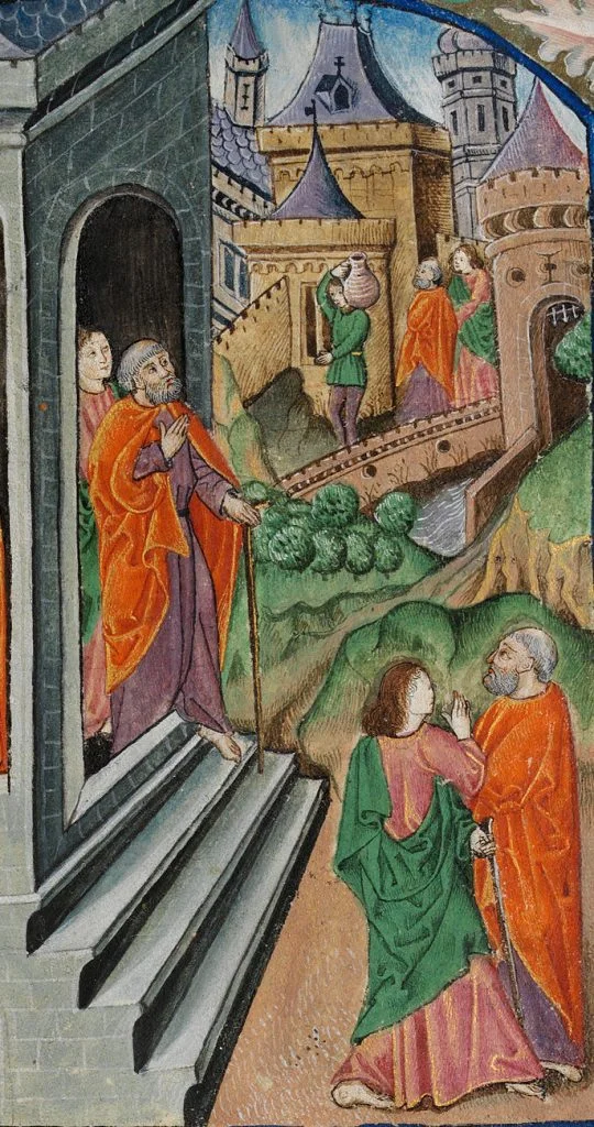 Artist’s portrayal of Peter and John going to prepare for the Passover