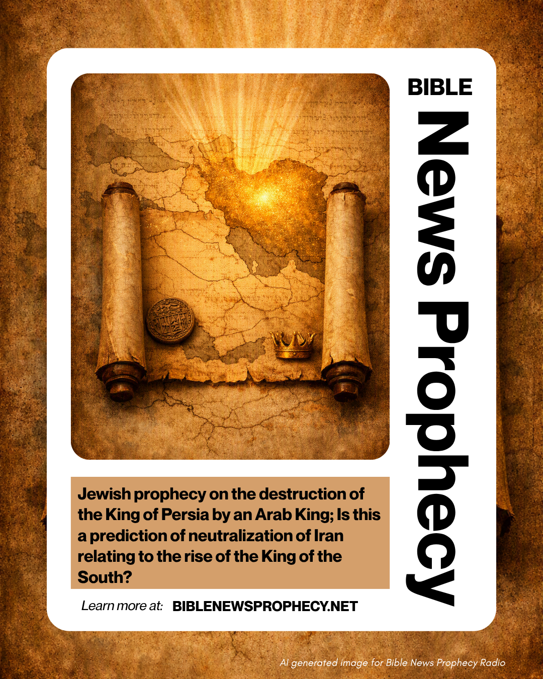 Jewish prophecy on the destruction of the King of Persia by an Arab King; Is this a prediction of neutralization of Iran relating to the rise of the King of the South?