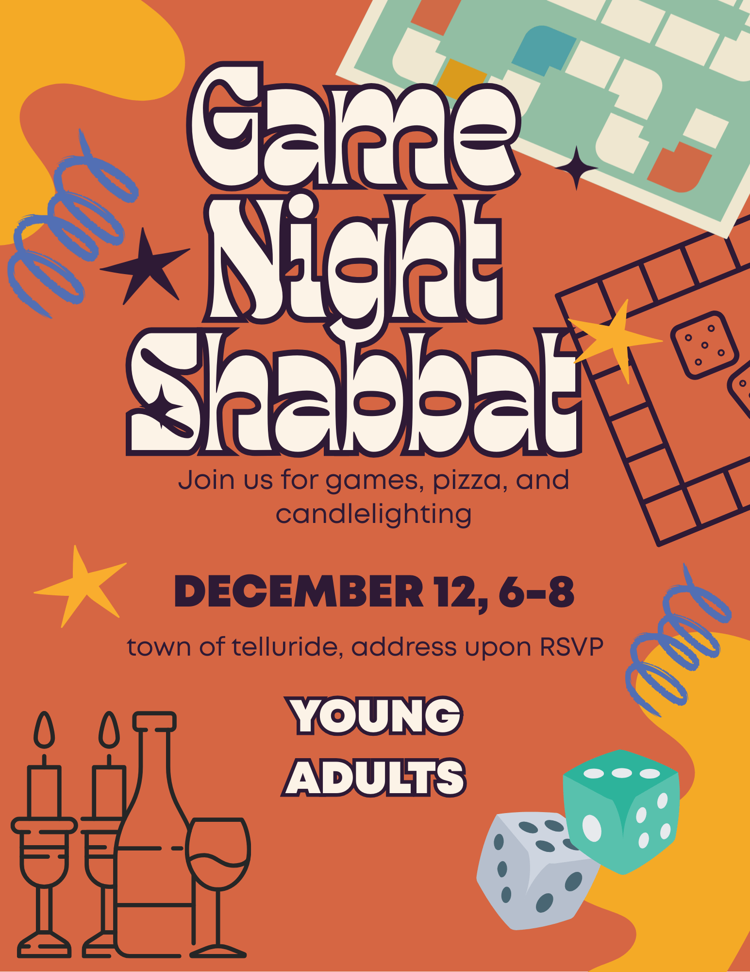 Game Night Shabbat (for young adults)