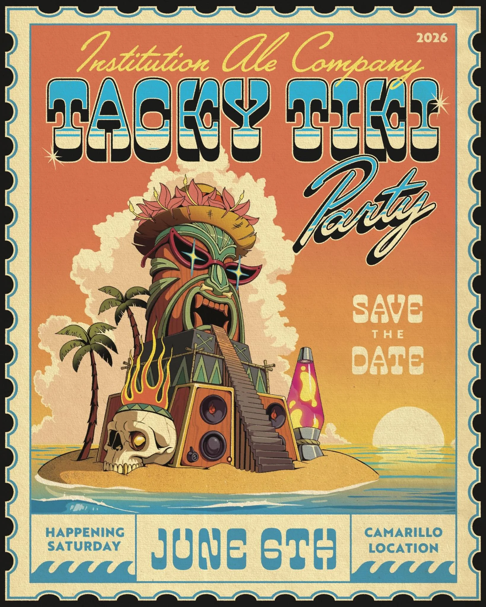 Our annual Tiki Party is going down Saturday, June 6th 🌴
Save the date for a new beer release, fresh merch, live music, food trucks and more!! 🍻🔥

👨&zwj;🎨: @thedevoreilly 

#InstitutionAleCo