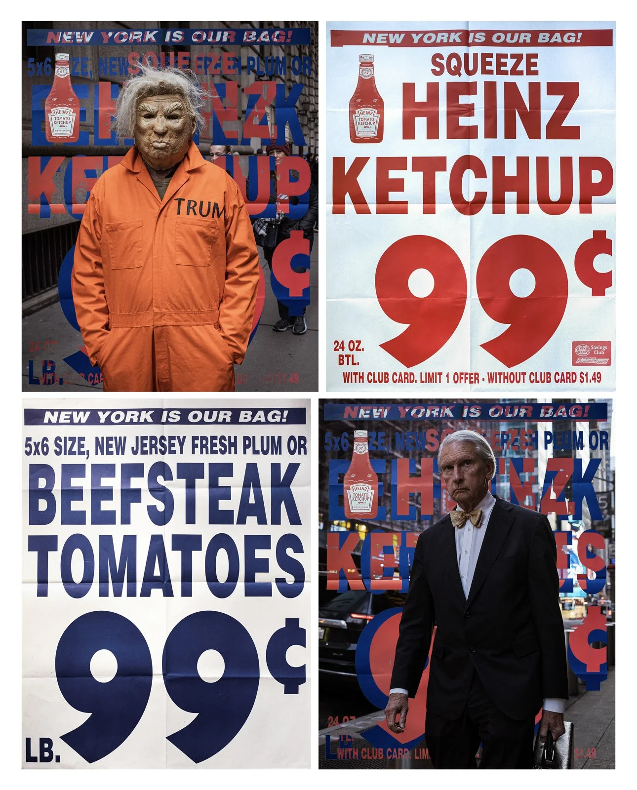    New York is My Bag   Two photographic prints and two real supermarket posters, 70x90 in. 