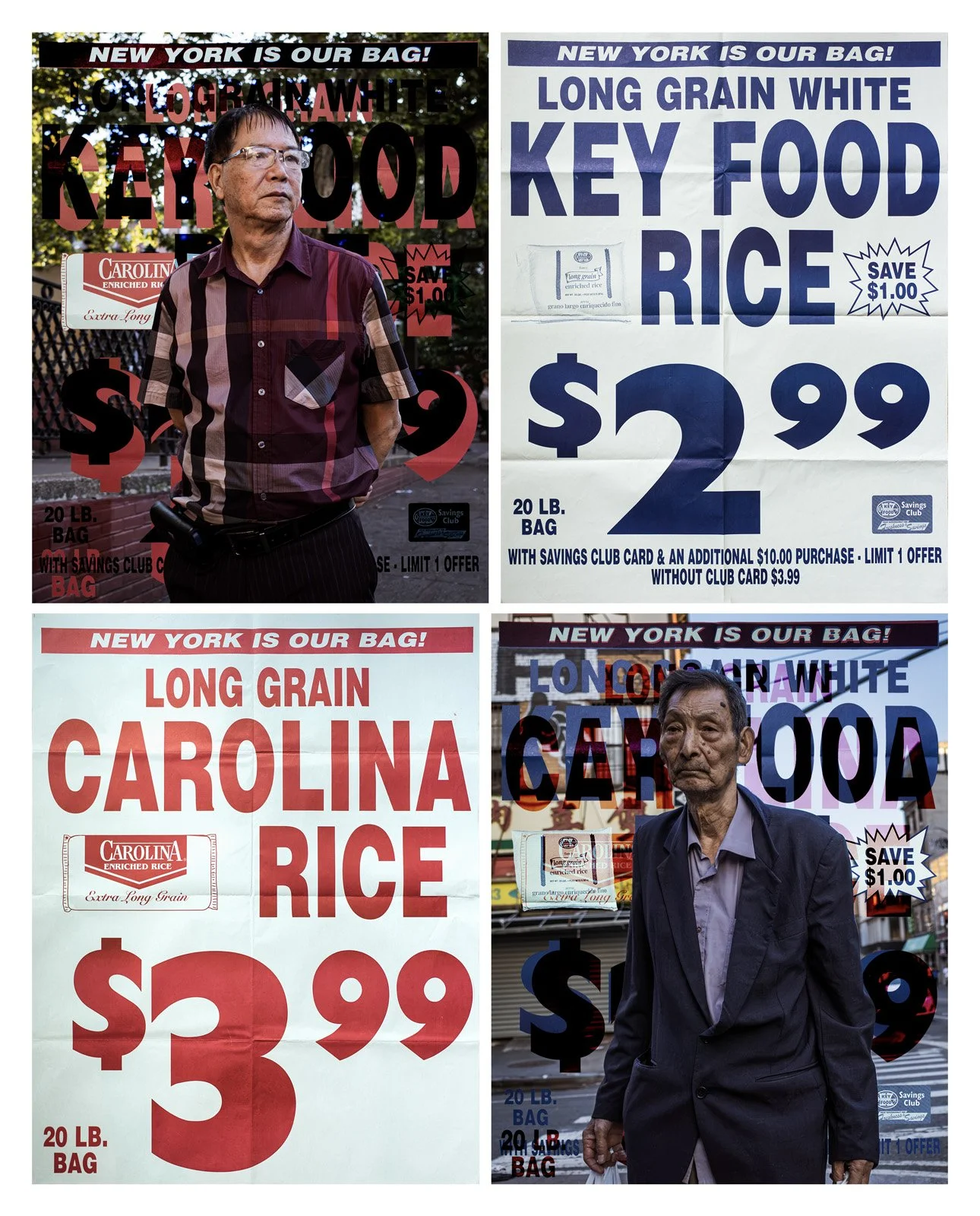    New York is My Bag   Two photographic prints and two real supermarket posters, 70x90 in. 
