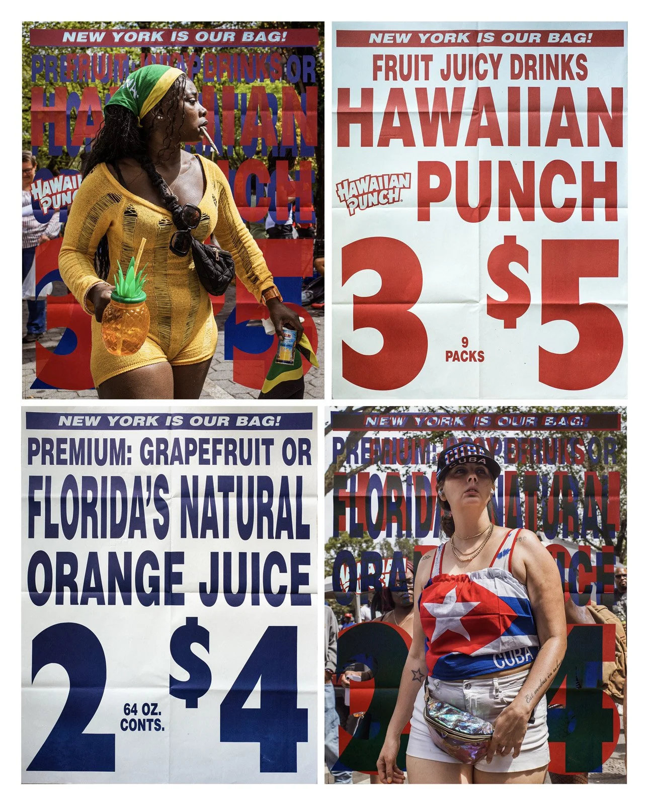    New York is My Bag   Two photographic prints and two real supermarket posters, 70x90 in. 