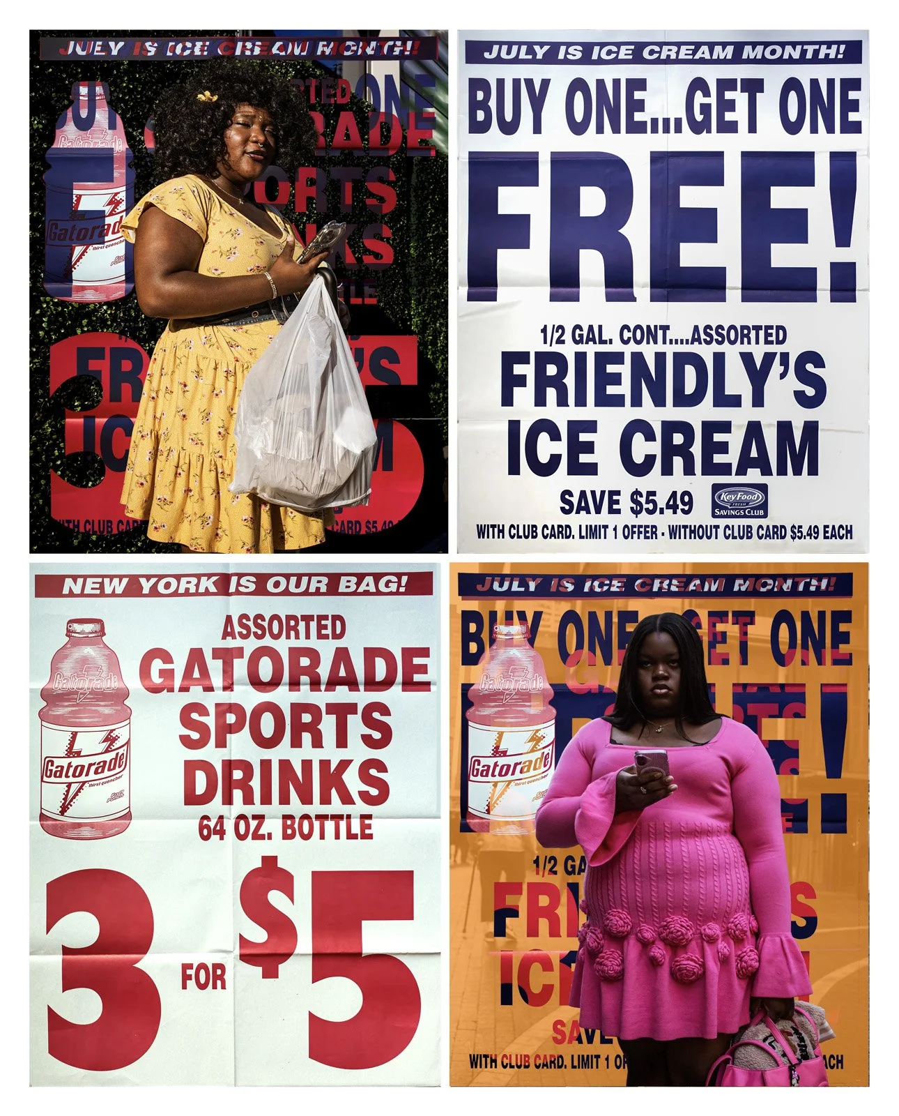    New York is My Bag   Two photographic prints and two real supermarket posters, 70x90 in. 