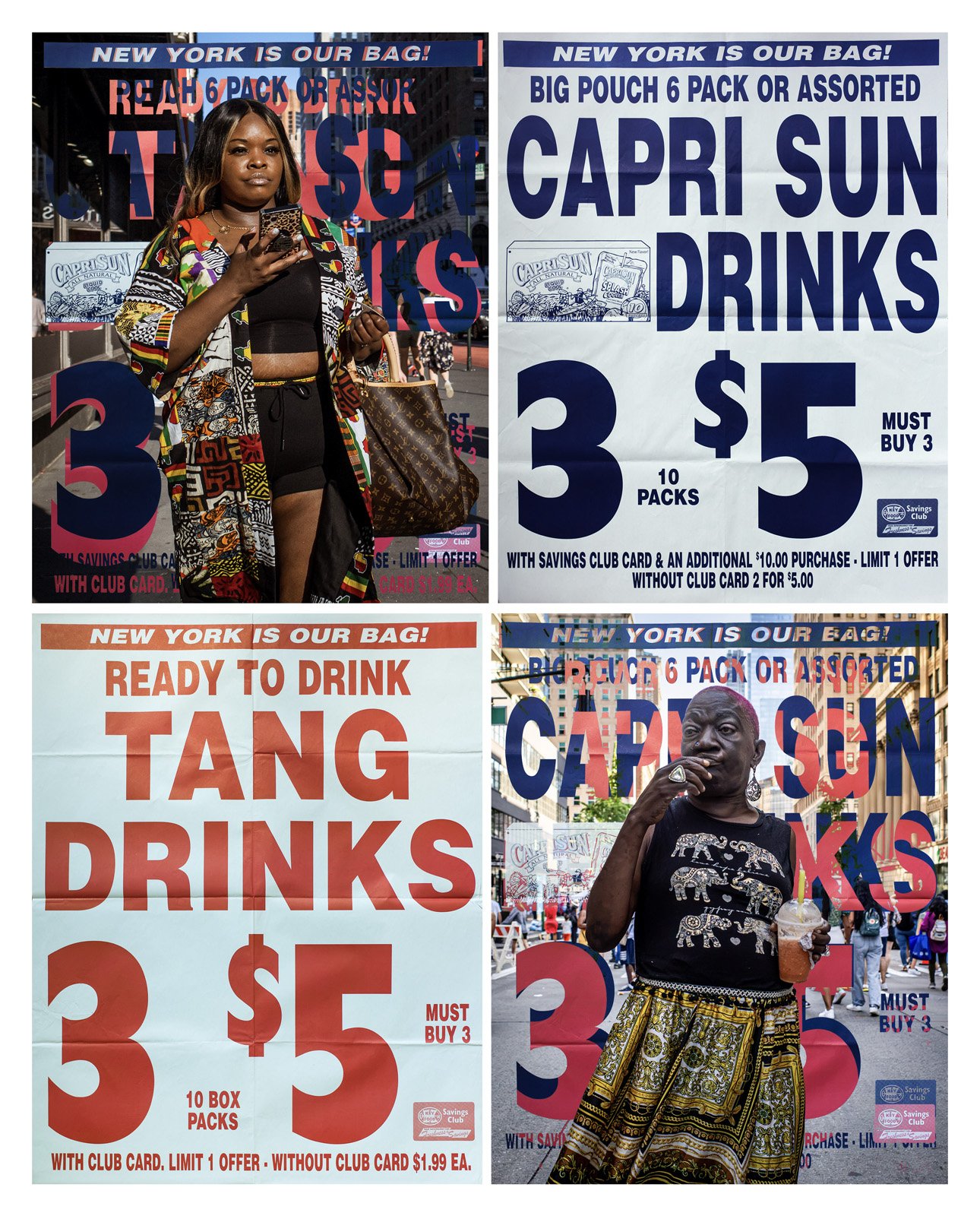    New York is My Bag   Two photographic prints and two real supermarket posters, 70x90 in. 