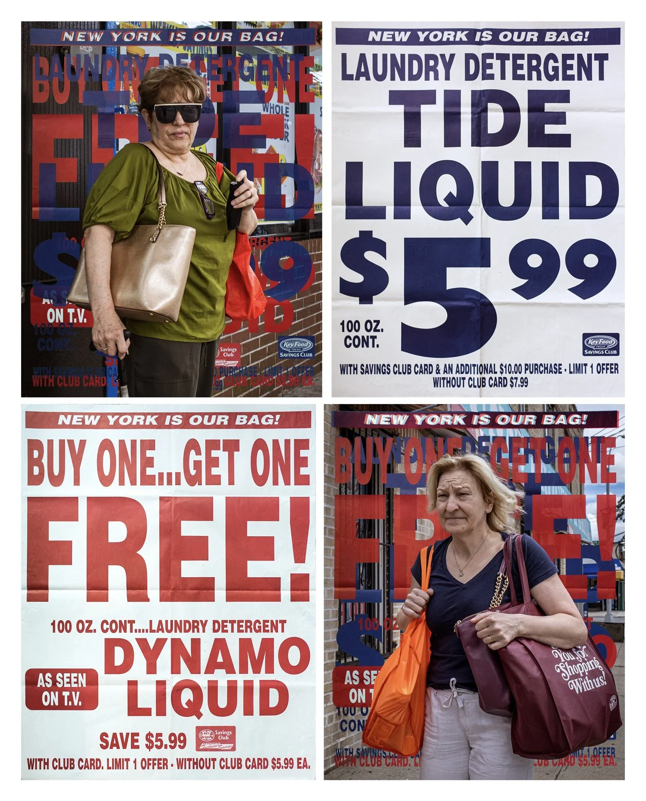    New York is My Bag   Two photographic prints and two real supermarket posters, 70x90 in. 