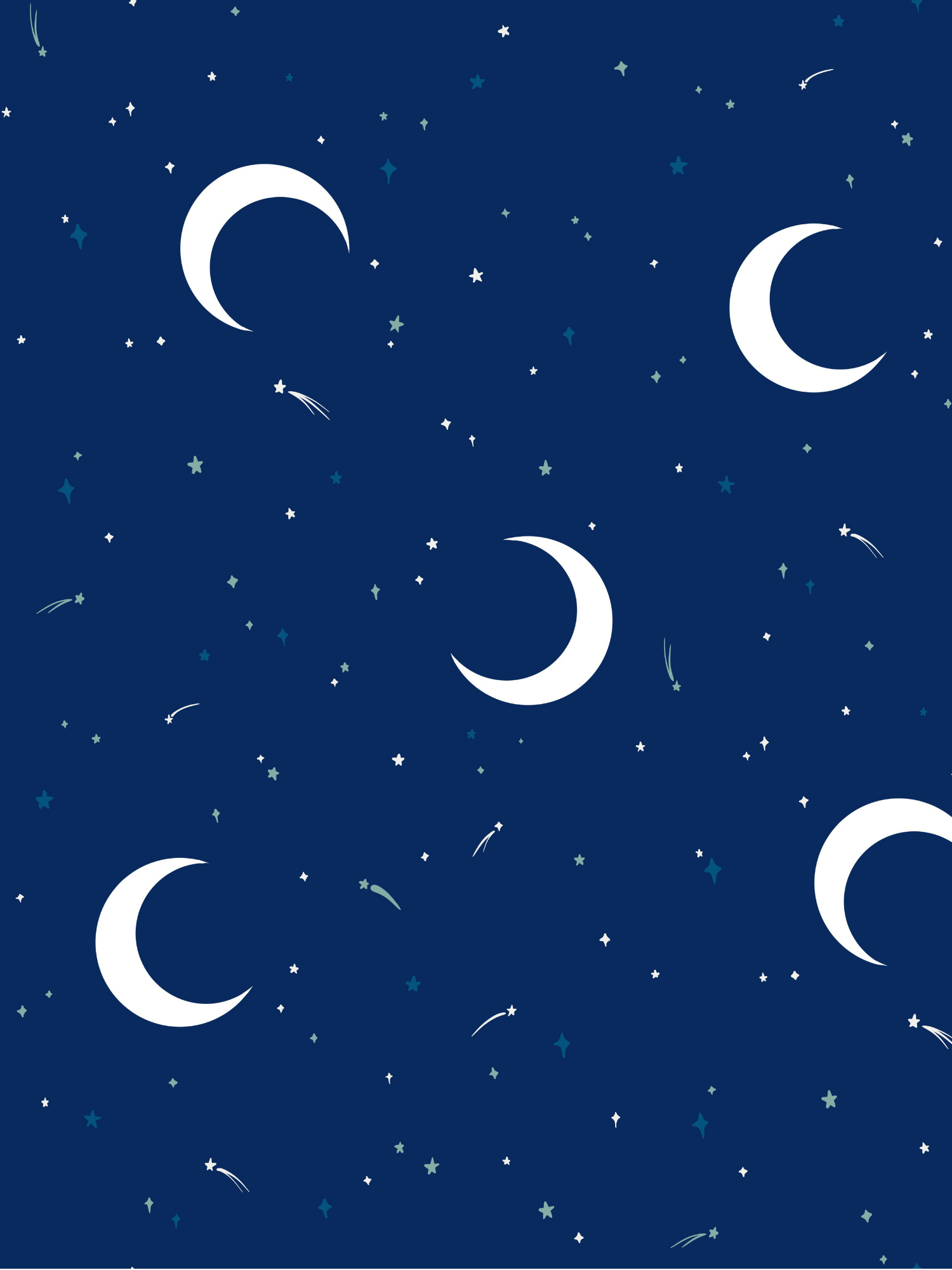 Crescent moon & shooting stars pattern