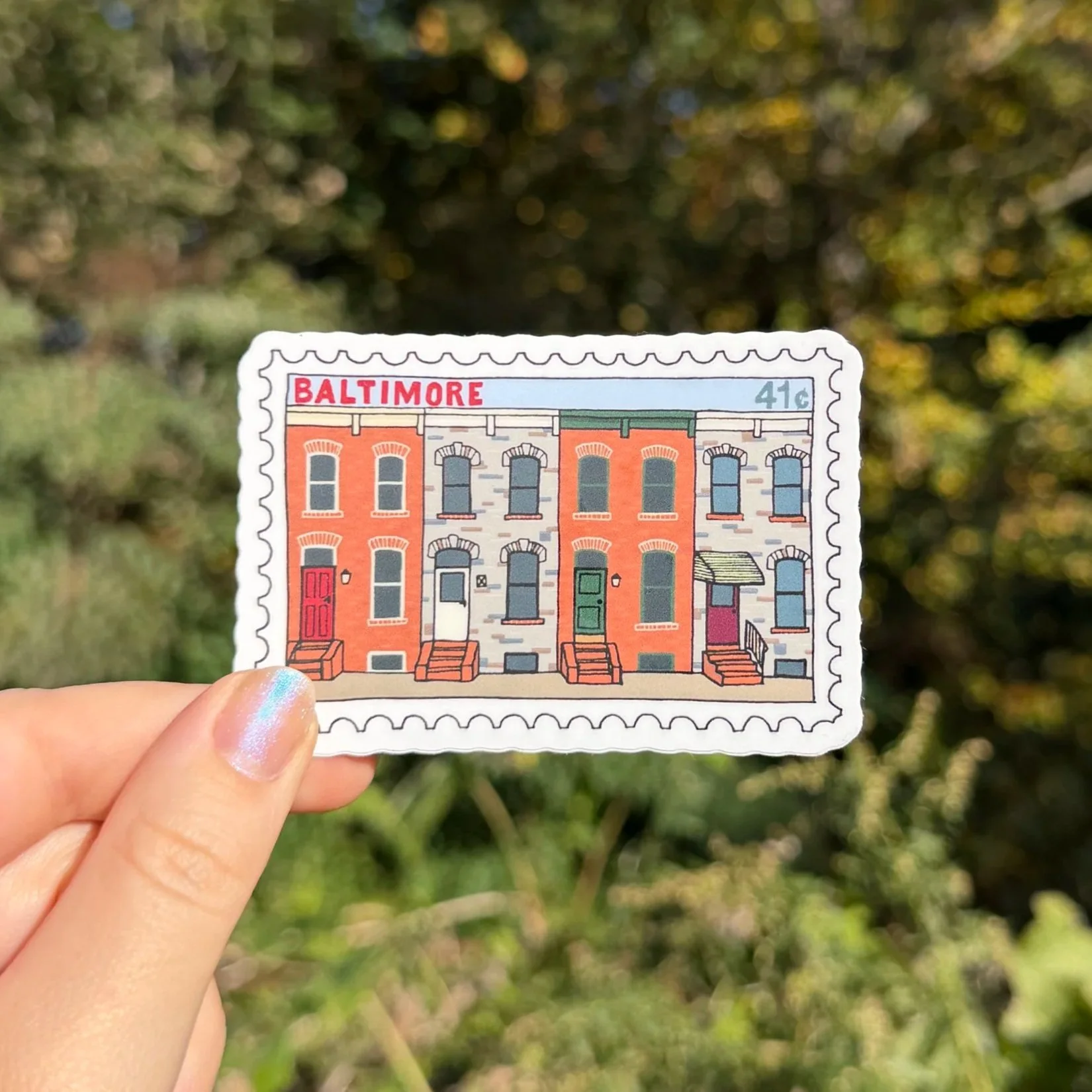 Baltimore Rowhomes Stamp Sticker