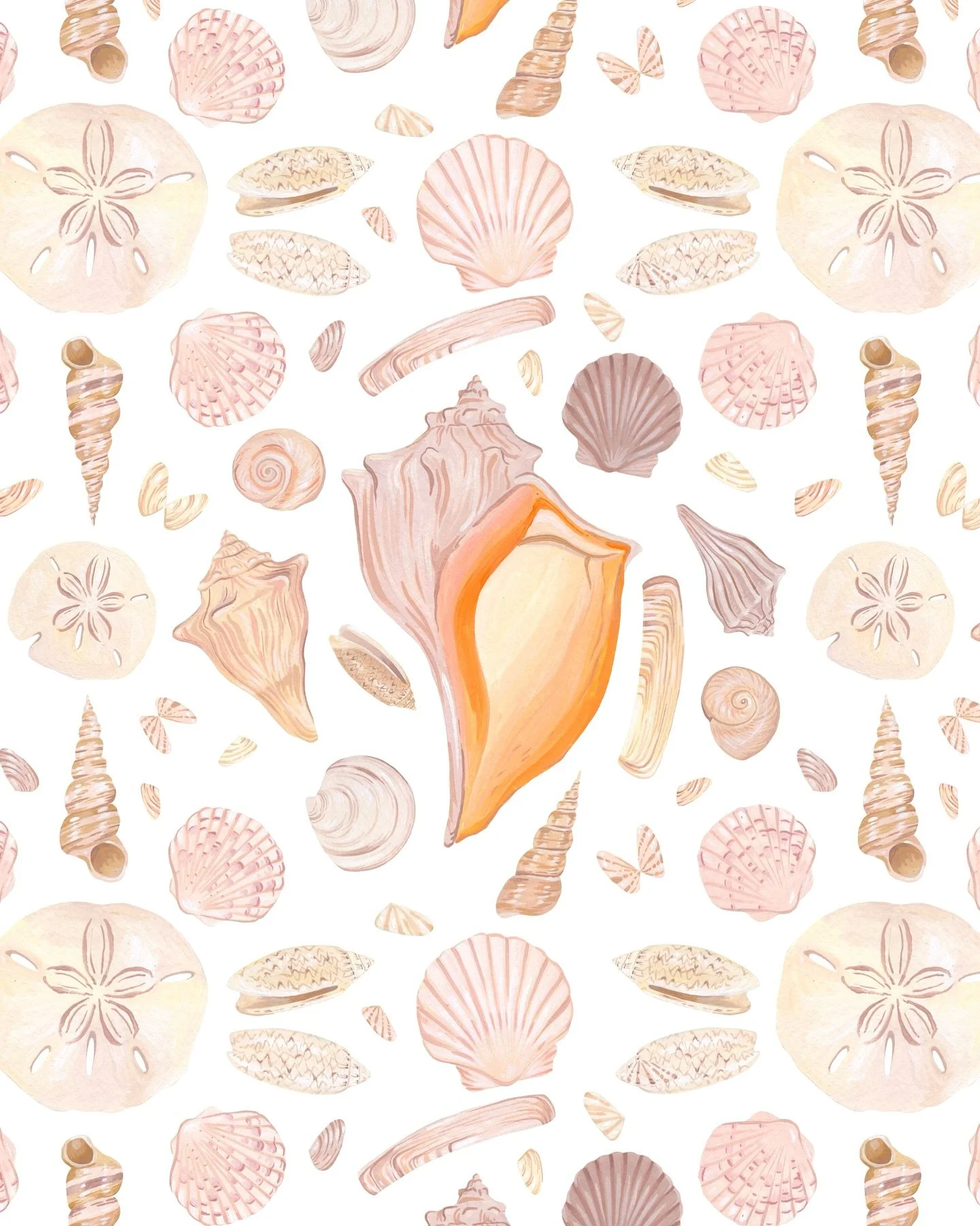 Even though I can&rsquo;t WAIT for cooler weather and fall leaves, for the moment I am holding on to all things summer! These are some seashells I painted in gouache after collecting some incredible whelks on a trip to South Carolina!