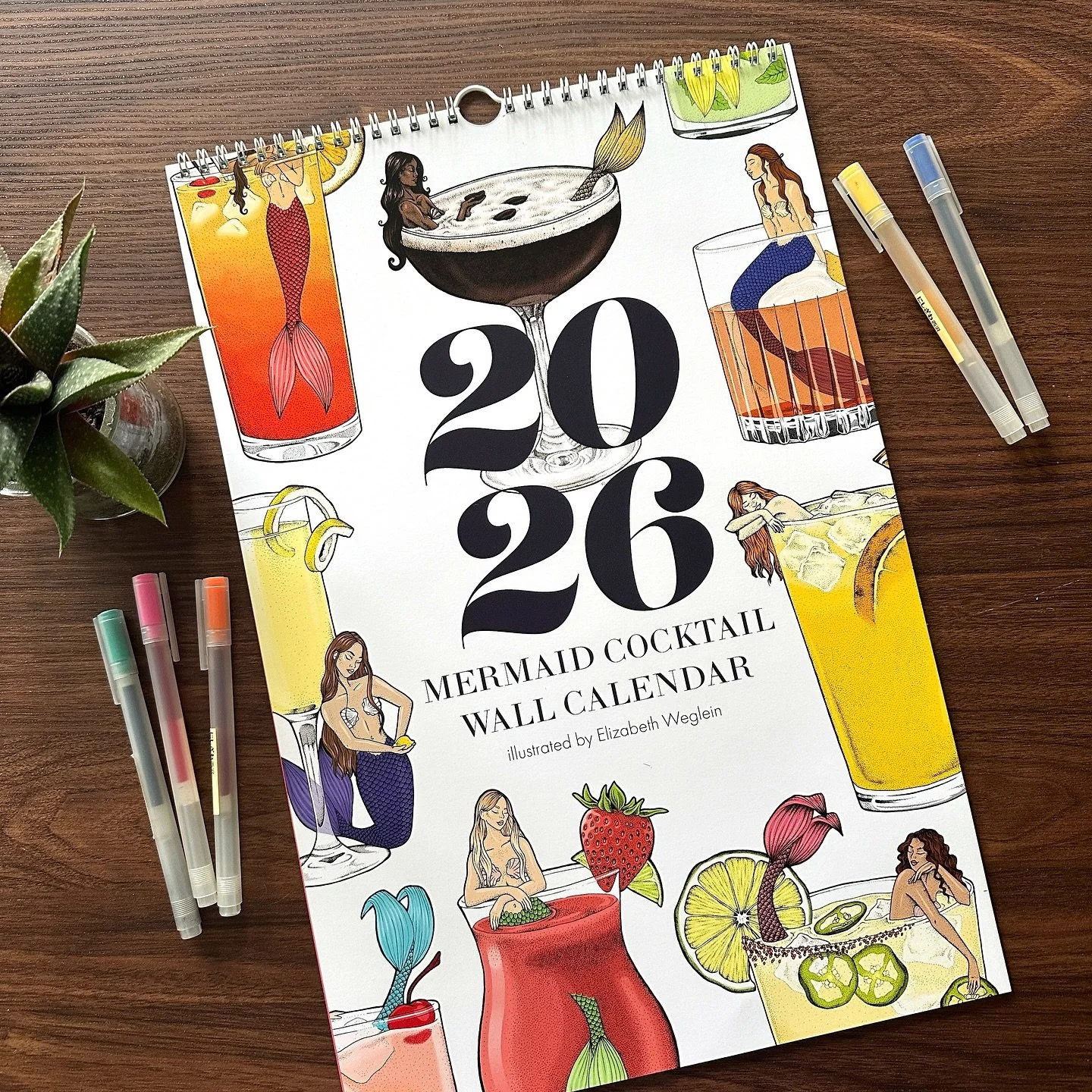 My 2026 Mermaid Cocktail calendar is here!! This calendar runs January through December of 2026 with weeks formatted Sunday - Saturday (a change from last year). Swipe to see the November 2025 spread which I just flipped to, 4 days late 🤭, and then 