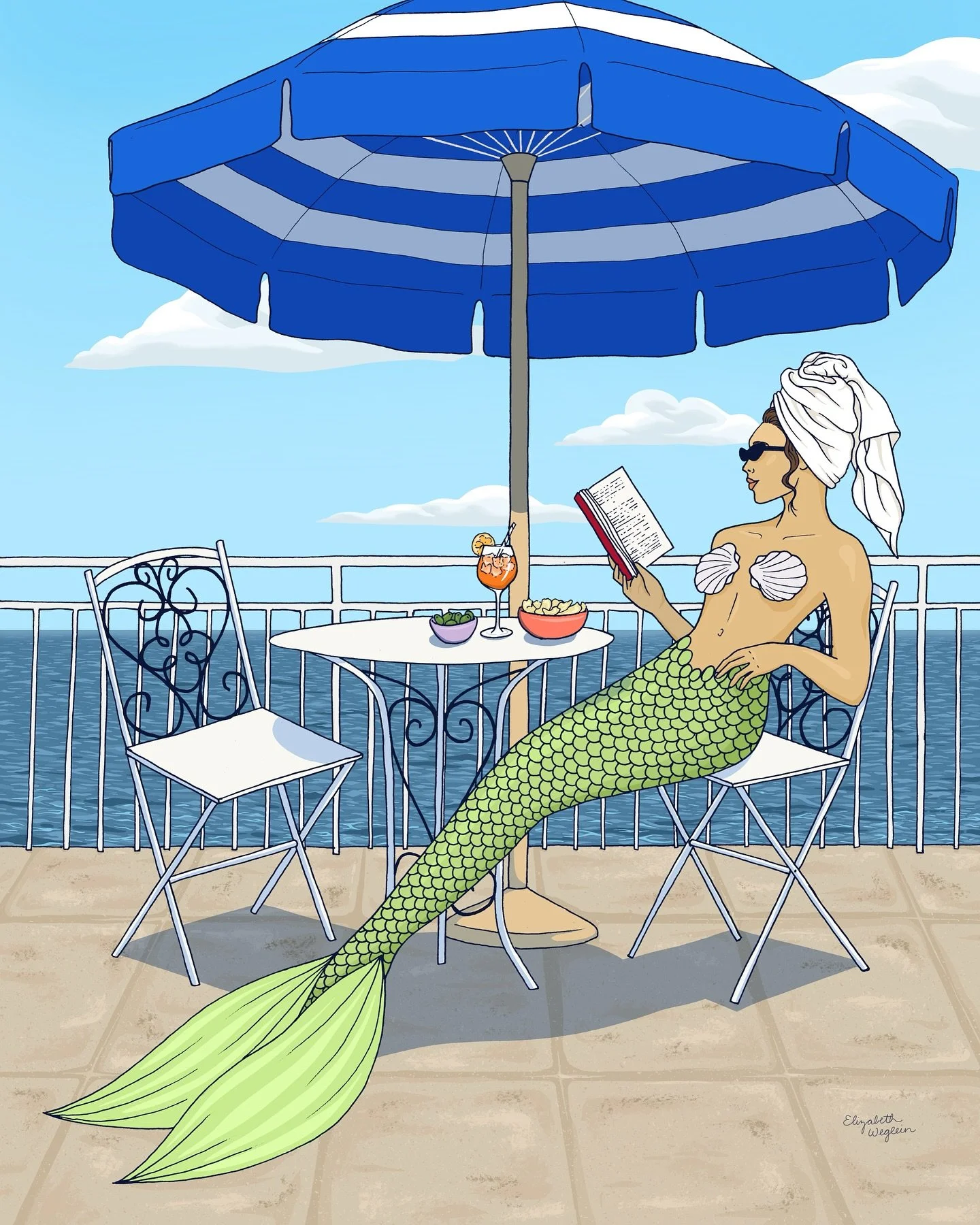 I&rsquo;m working on about 4 projects at the moment 😅 but I&rsquo;m still making progress on my Amalfi coast inspired collection! This is the latest illustration added to the series, and I have about 2-3 more to do, plus another 2 repeat prints! 🧜?