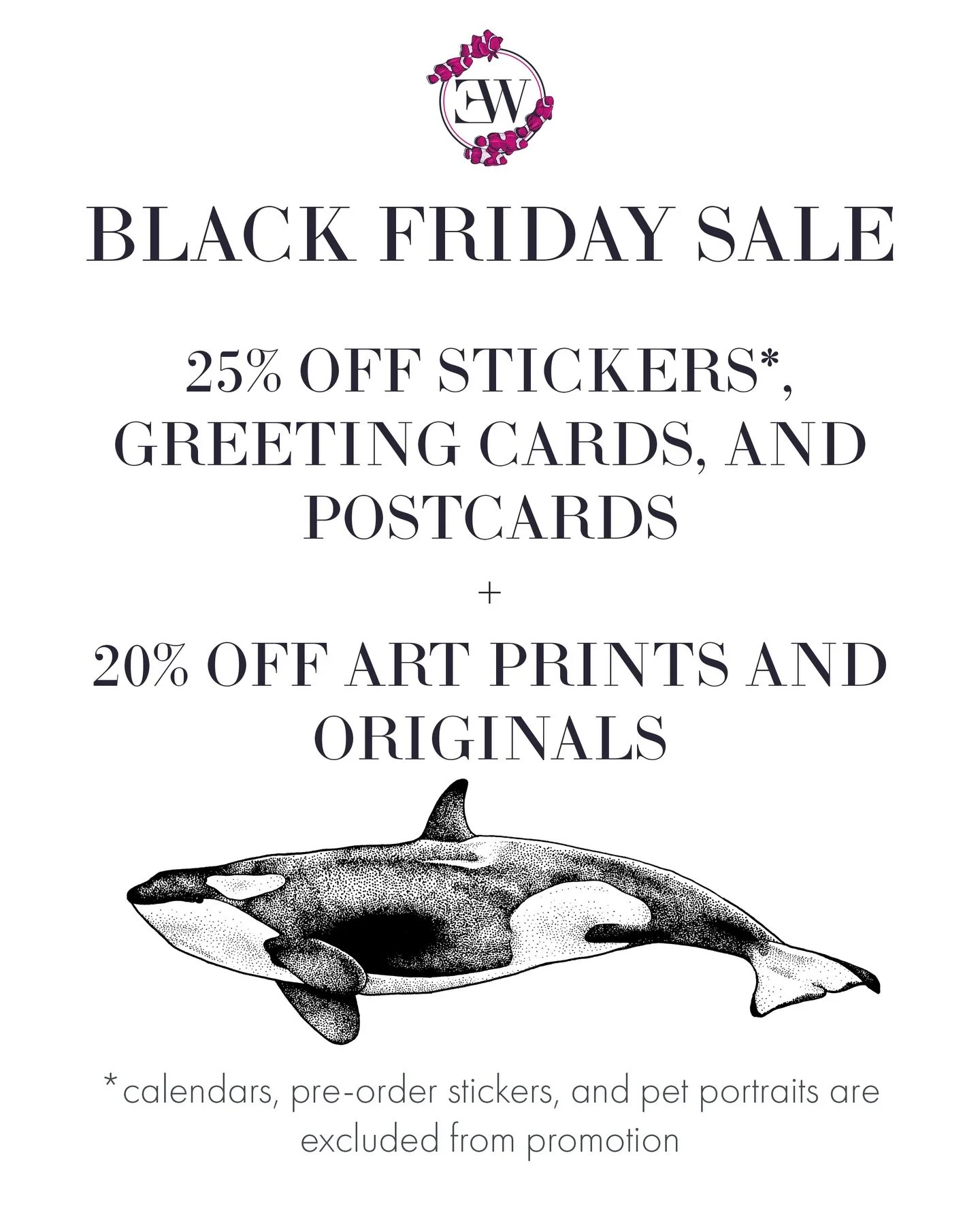 The details of my Black Friday sale!! Running now through 12/2! Almost everything on my website is on sale, plus I have a bunch of brand new prints from illustrations I&rsquo;ve created in 2025! Thank you for support small businesses this holiday sea