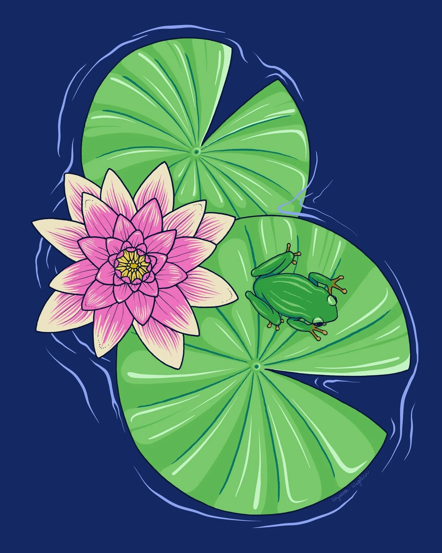 The first finished piece of a new water garden themed collection! The collection will feature lilly pads, water lillies, frogs, turtles, fish, and dragonflies! 🐸🪷