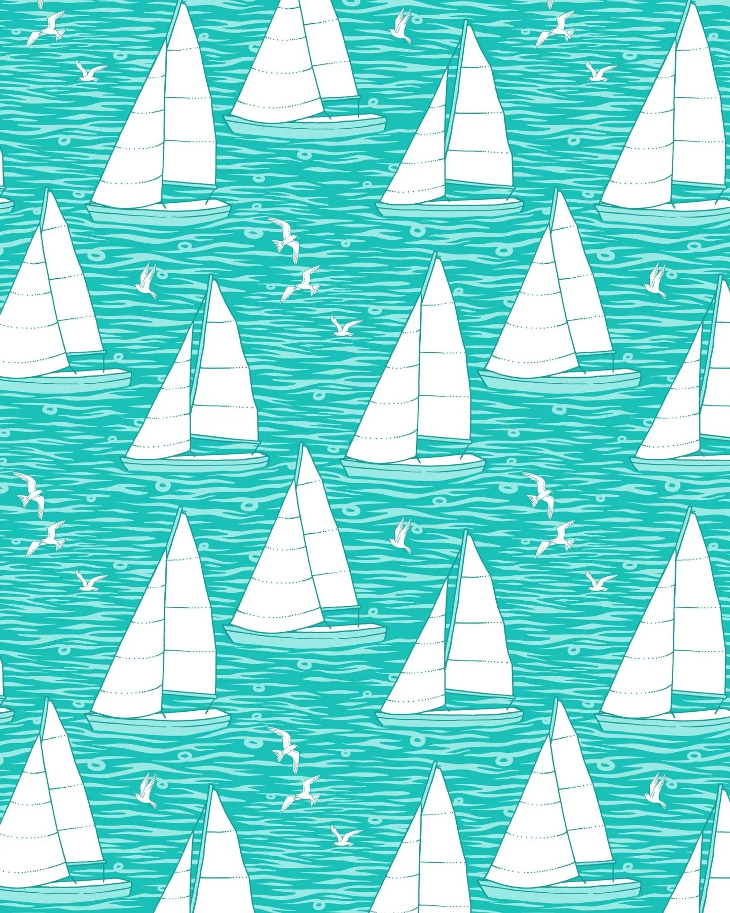 &ldquo;Sailing Turquoise Waters&rdquo; is a brand new pattern to add to my sailing collection and my entry for Spoonflower&rsquo;s Modern Nautical design challenge! ⛵️ Swipe to preview it on wallpaper!!
