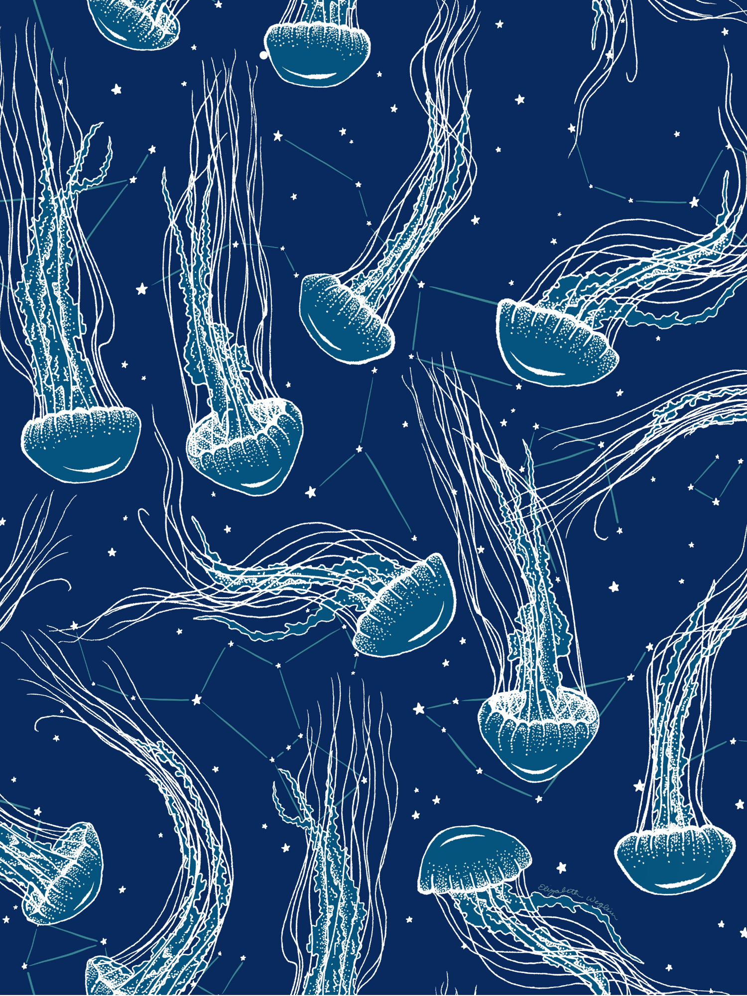 Jellyfish & starry skies pattern