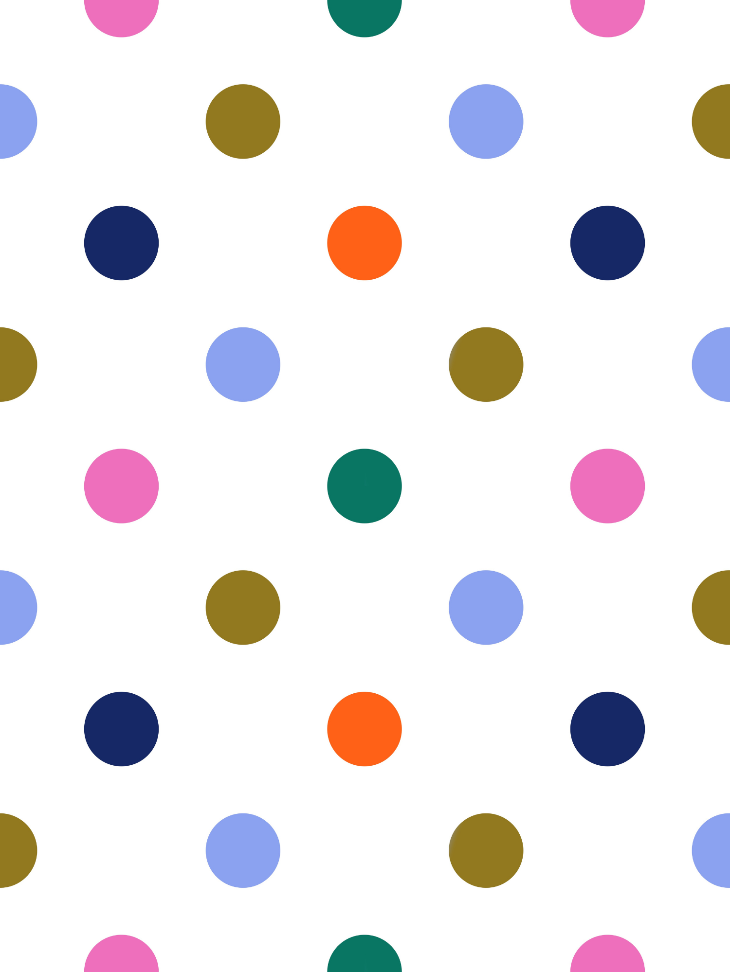 Multicolor bright polka dots on white background
