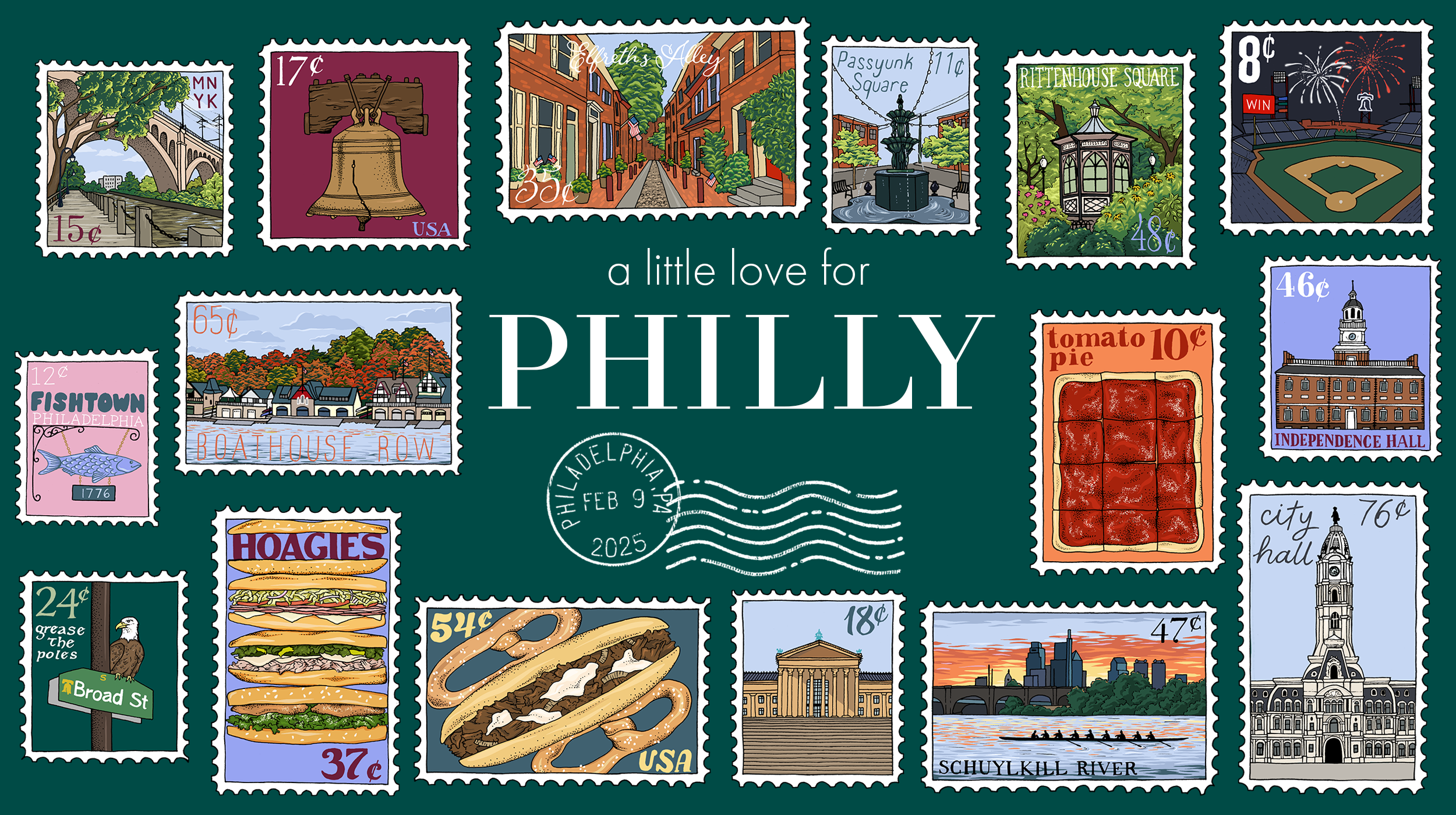 Philly Stamps Illustration