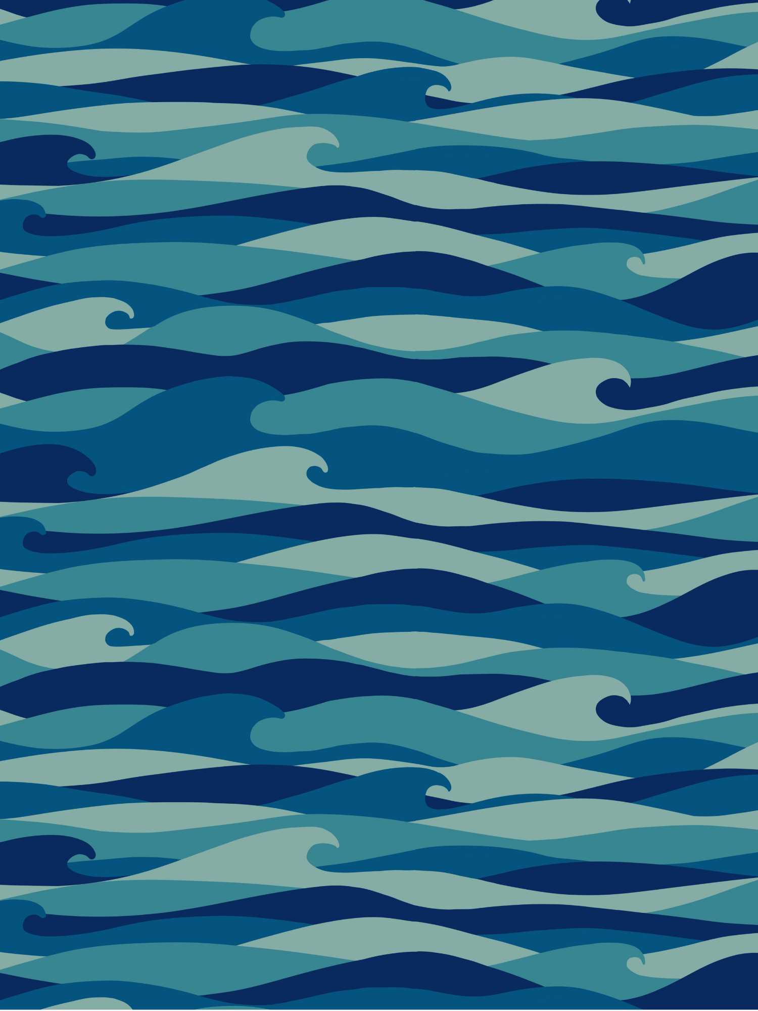Pattern of layers of ocean waves in shades of blue and teal