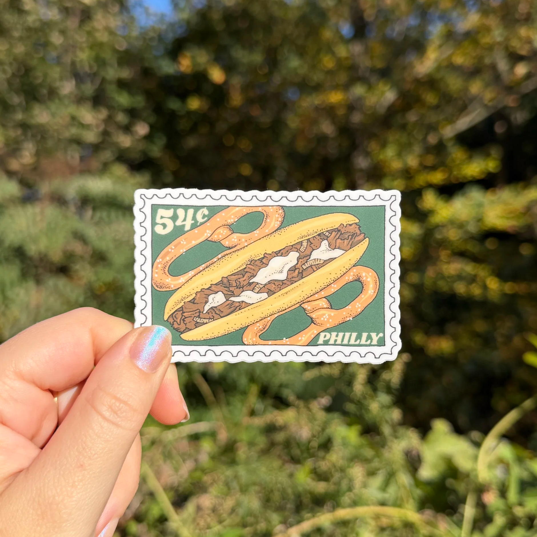 Philly Cheesesteak & Pretzel Stamp Sticker
