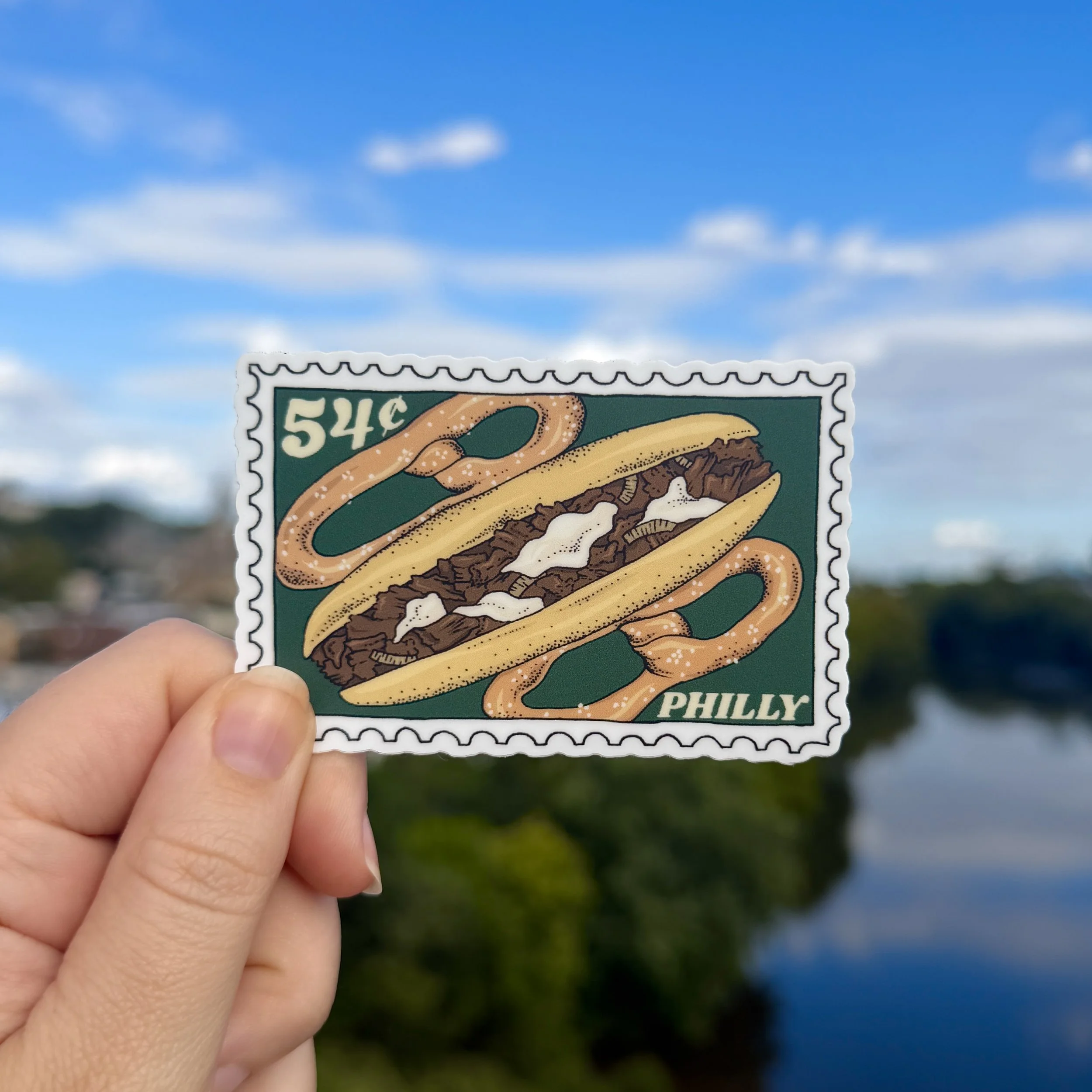 Philly Cheesesteak & Pretzel Stamp Sticker