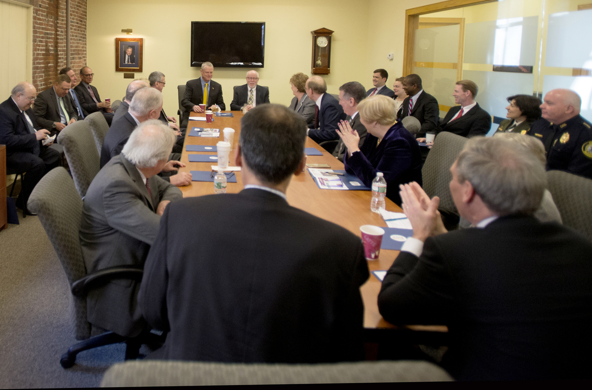Governor baker attends Lowell Plan meeting on April 5. Photo by Tory Germann