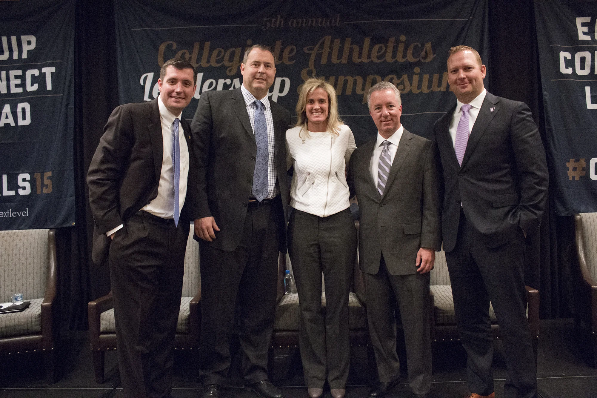 Brian White (Missouri), Charlie Cobb (Georgia State), Heather Lyke (Eastern Michigan), Chris Nations (The Nations Group) and Nate Pine (Holy Cross)