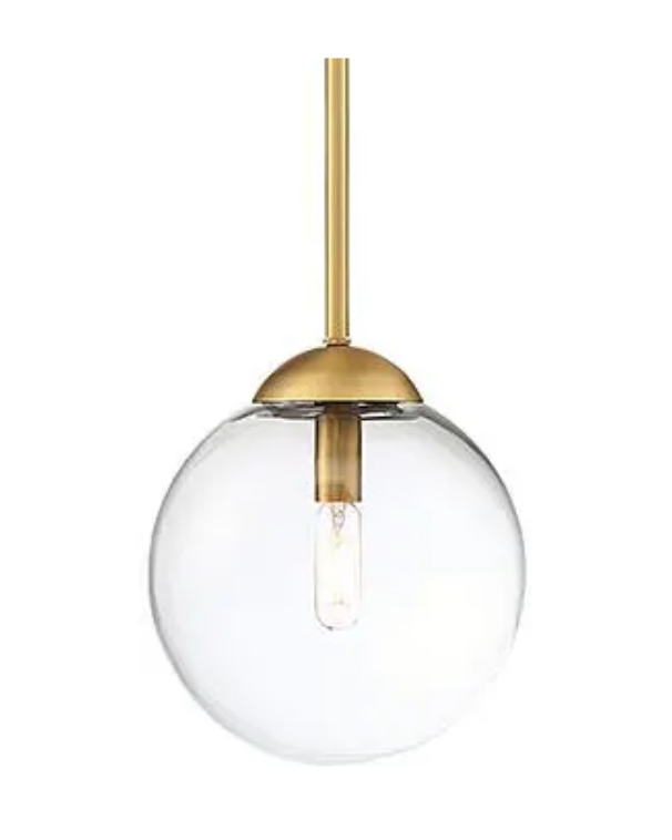 Bellevue Single Light 8" Wide Glass and Gold Mini Pendant