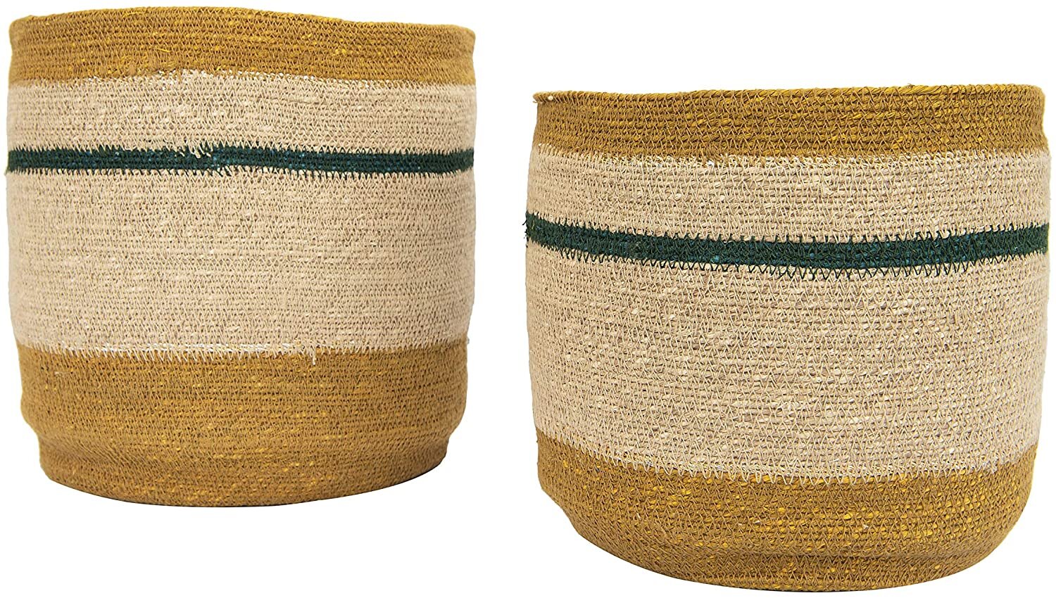 Creative Co-op natural seagrass striped baskets