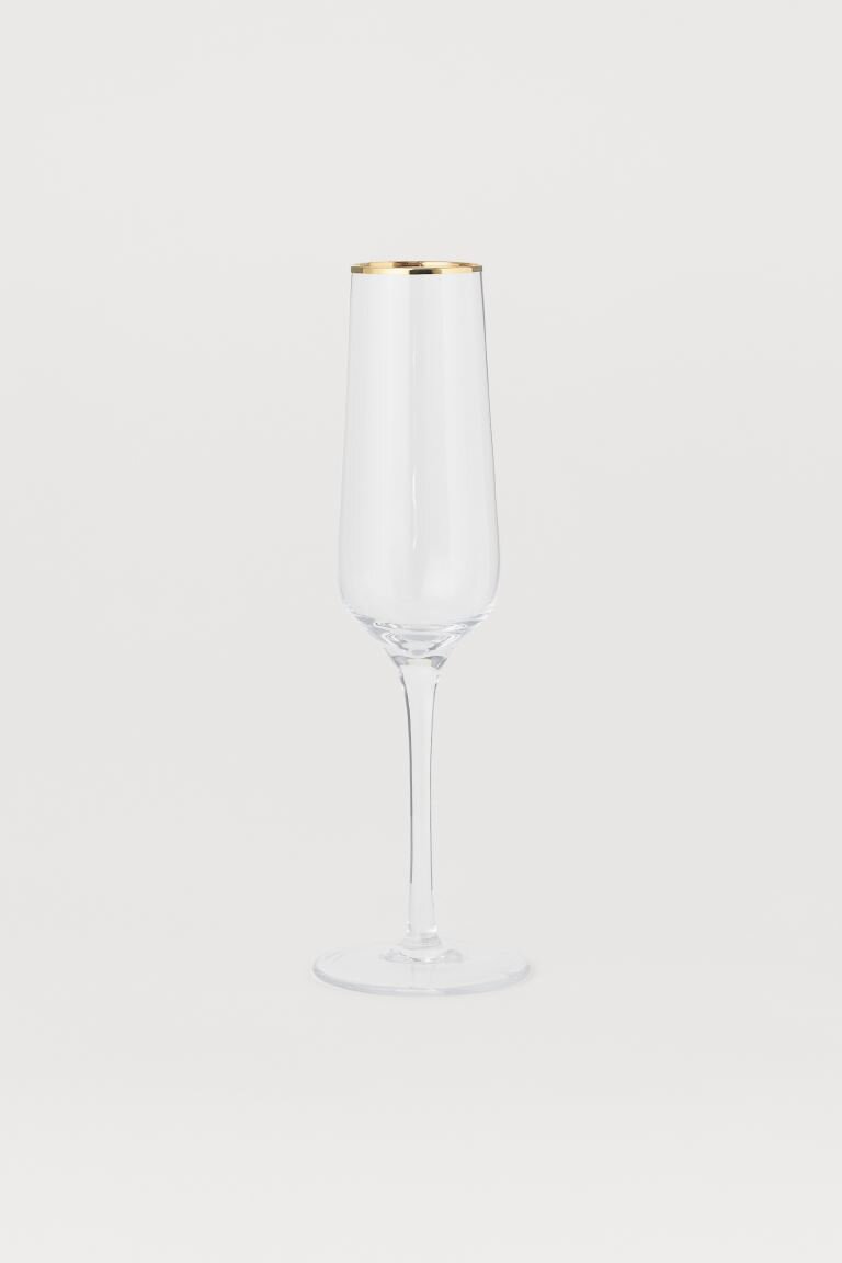 Gold rimmed champagne flute