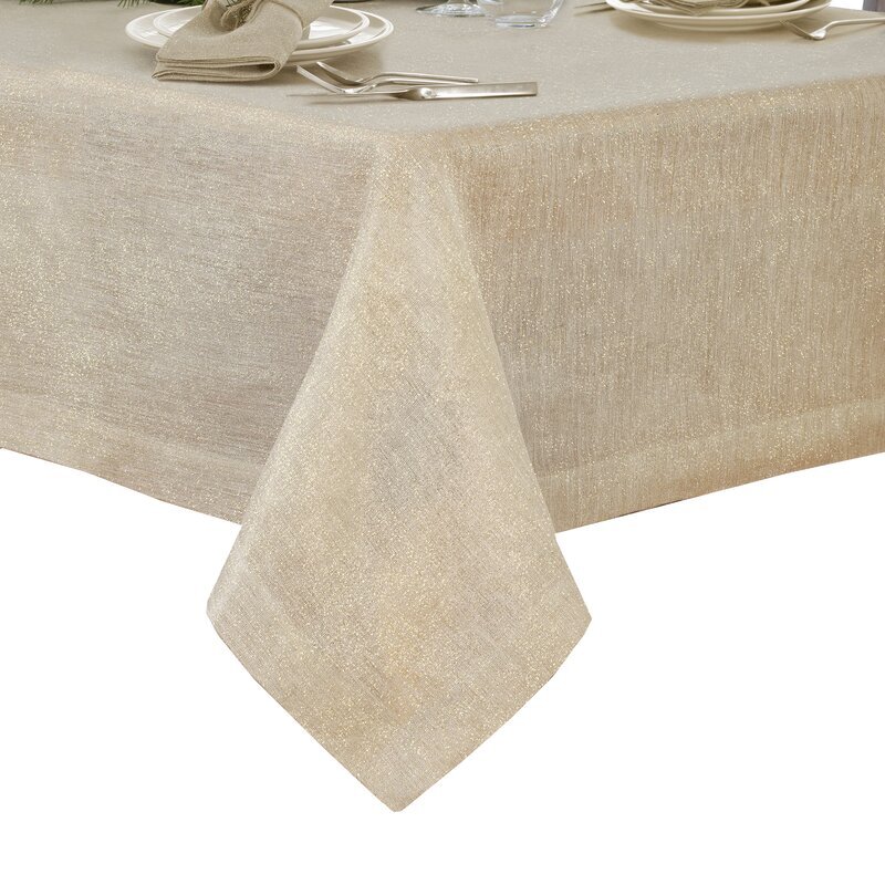 Linen and gold tablecloth